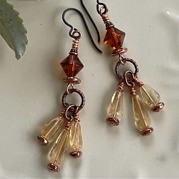 ARTISAN Earrings - “Sweet Honey” Dangles - Picture 5 of 10